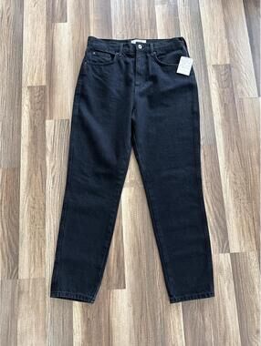 Free People We The Free Straight Leg Jeans Black High Rise Size 29 NWT